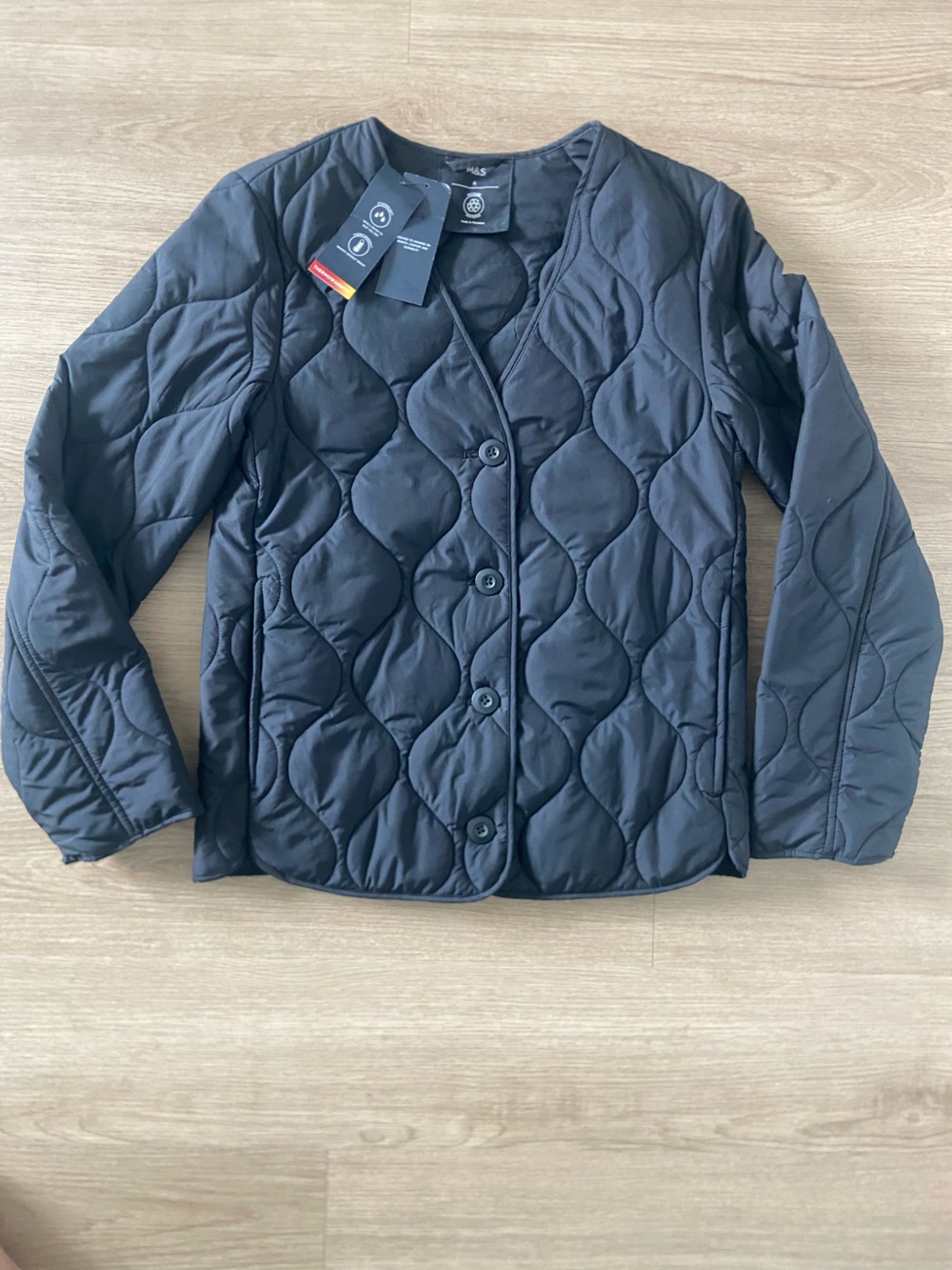 NWT - M&S - Lightweight collarless Quilted Women's Jacket - Black